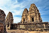 Angkor - Eastern Mebon - towers of the  central platform representing the peaks of Mount Meru